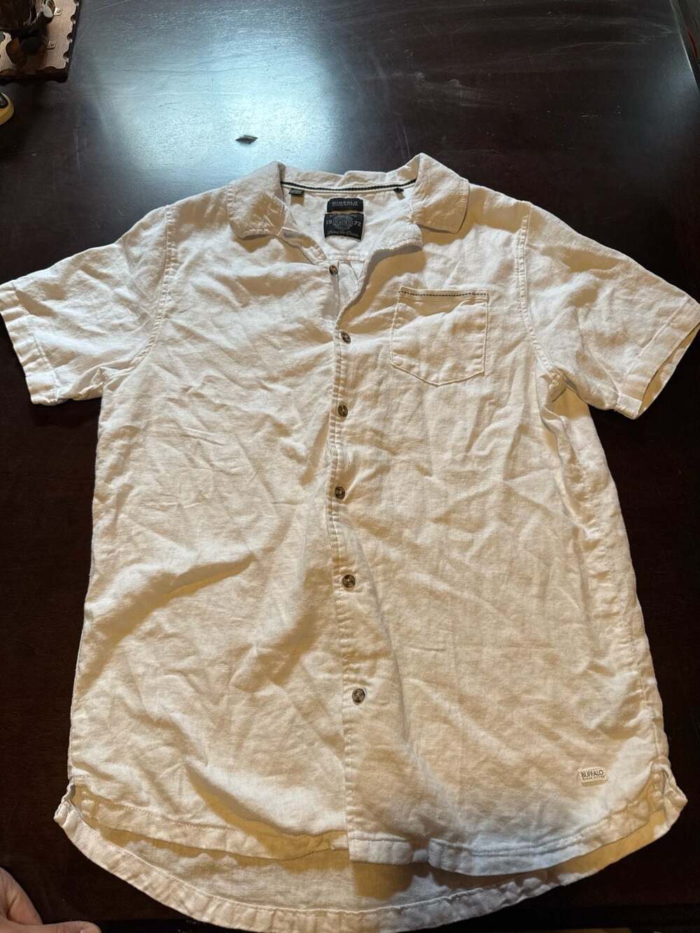 Buffalo David Bitton Men's Slub Texture Short Sleeve Button Down Shirt - White